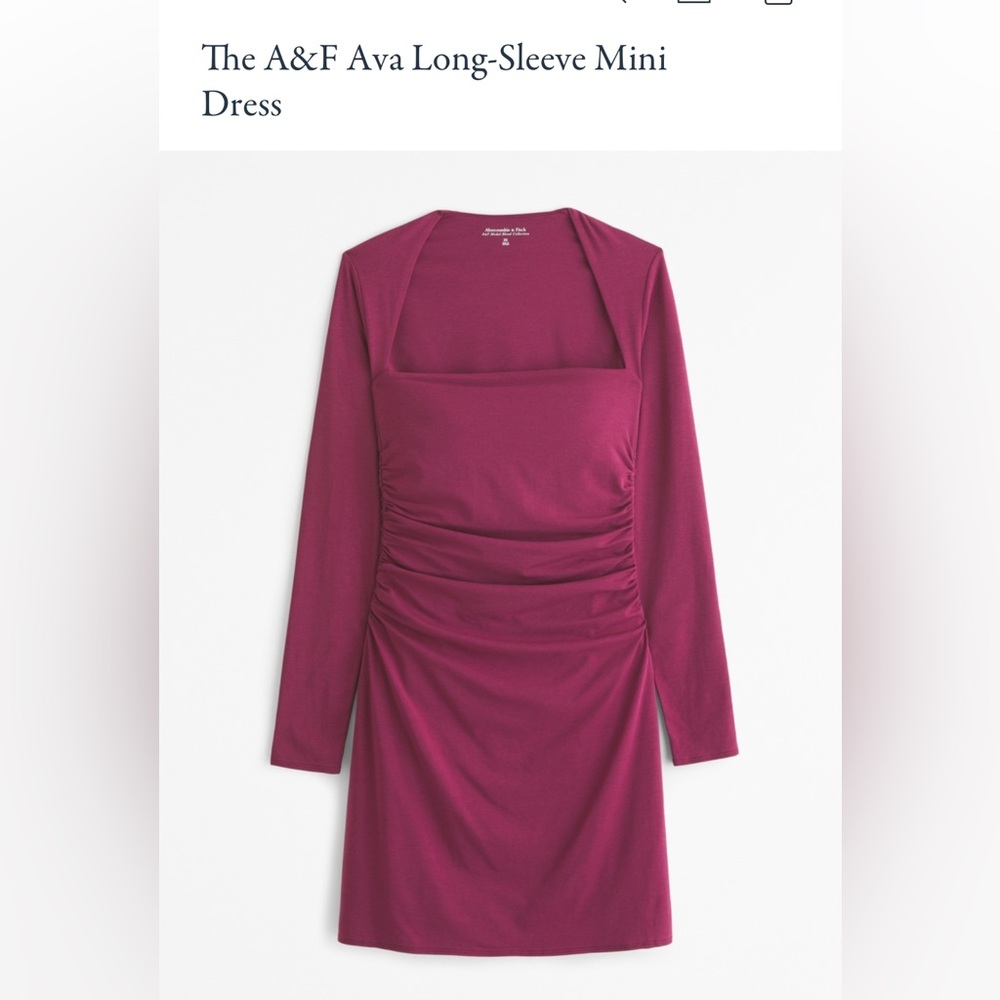 Ava Long Sleeve Mini Dress , Rich Wine Color, Size: Small Petite